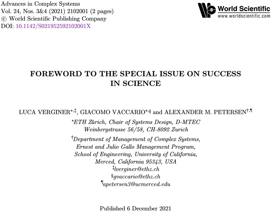 Foreword to the special issue on success in science